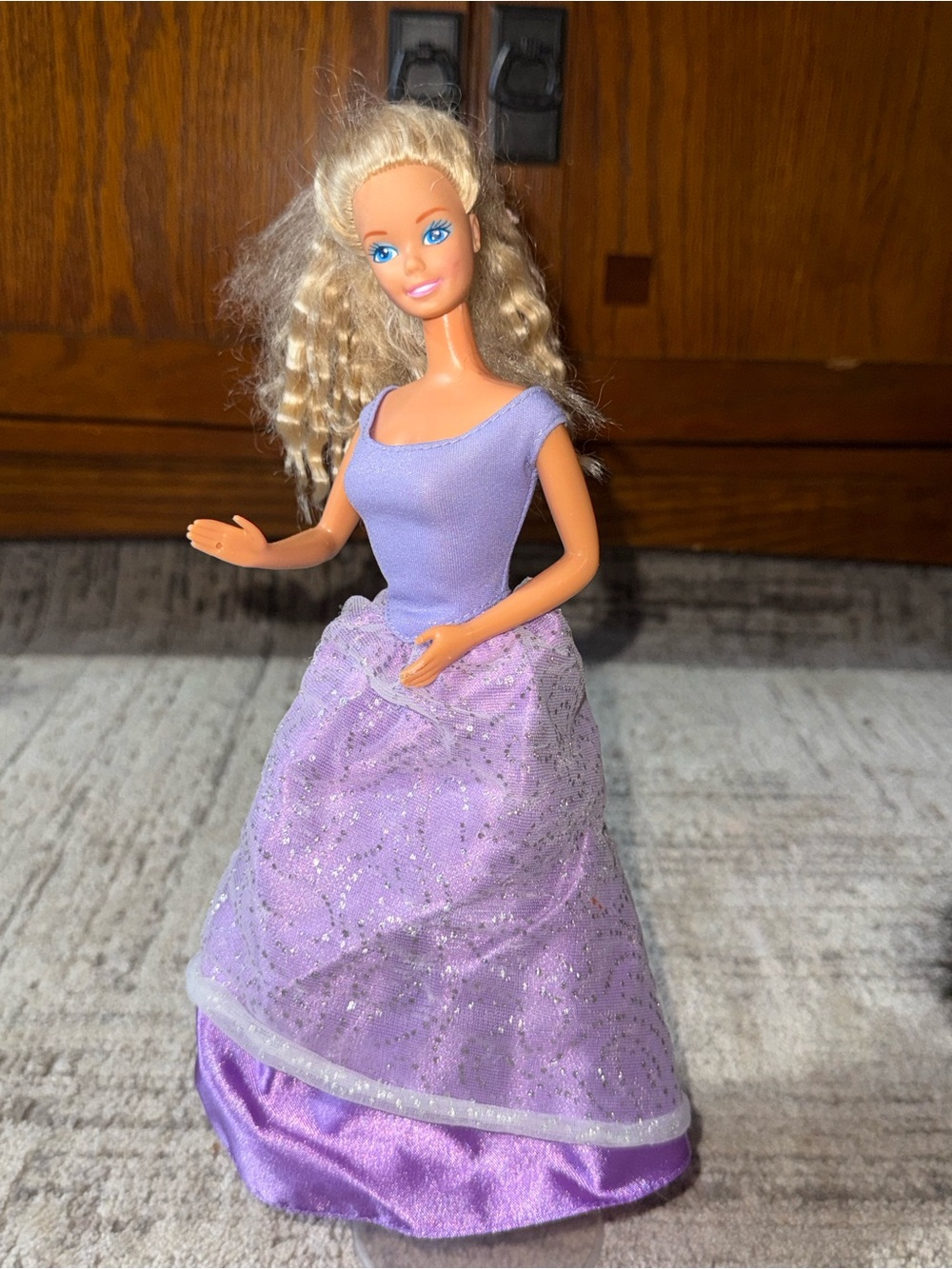 Barbie super star era face sculpt 90’s blonde blue eyes lavender dress